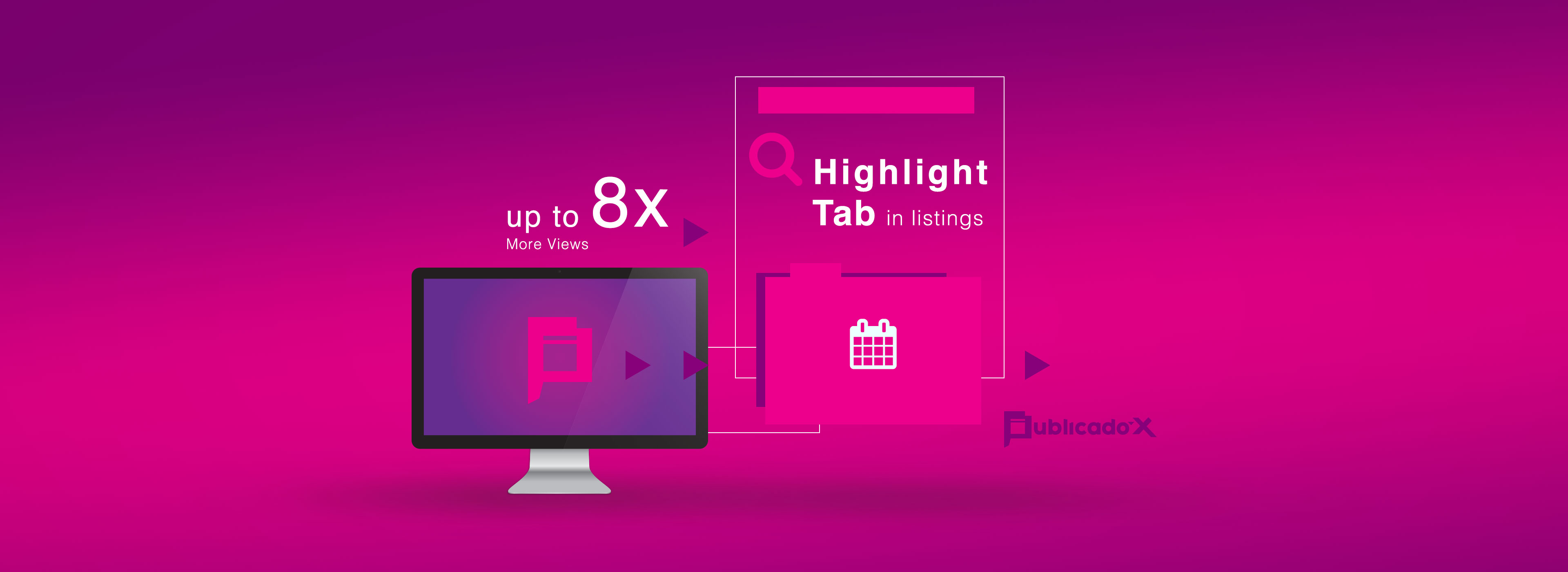 With the Daily Highlight your ad will go straight to the top of our Homepage in a prominent block, at the top of all search pages by category. You can, in 24H benefit from 8X more views.
